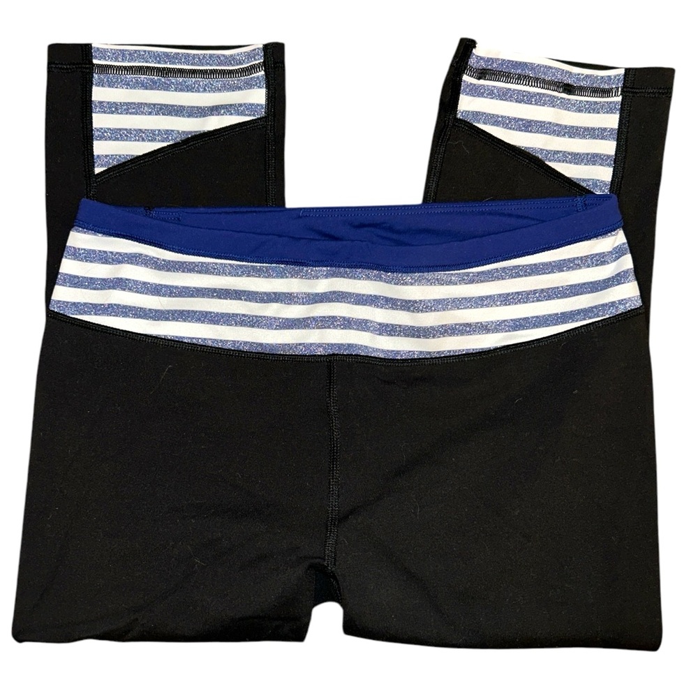 VSX Sexy Sport Sparkly Striped Band Black and Navy Leggings S
